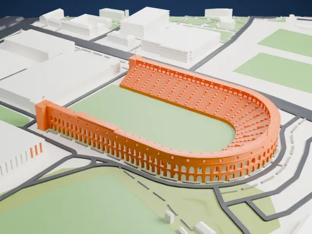 Harvard Stadium model, West view