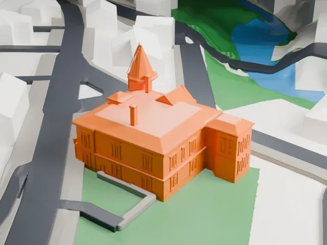 Haskell Free Library and Opera House model, East view