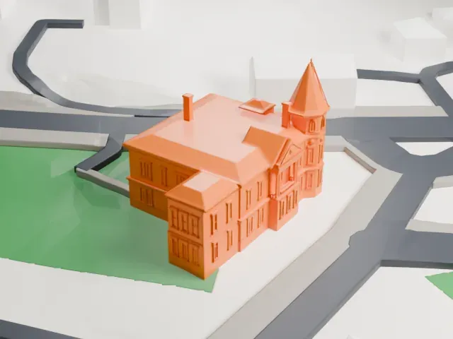 Haskell Free Library and Opera House model, North view