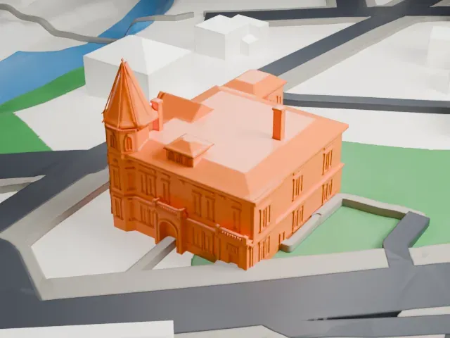 Haskell Free Library and Opera House model, South view