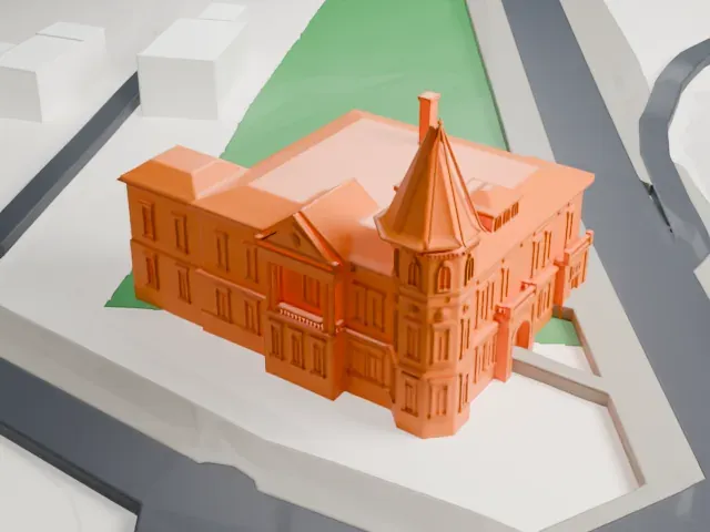 Haskell Free Library and Opera House model, West view