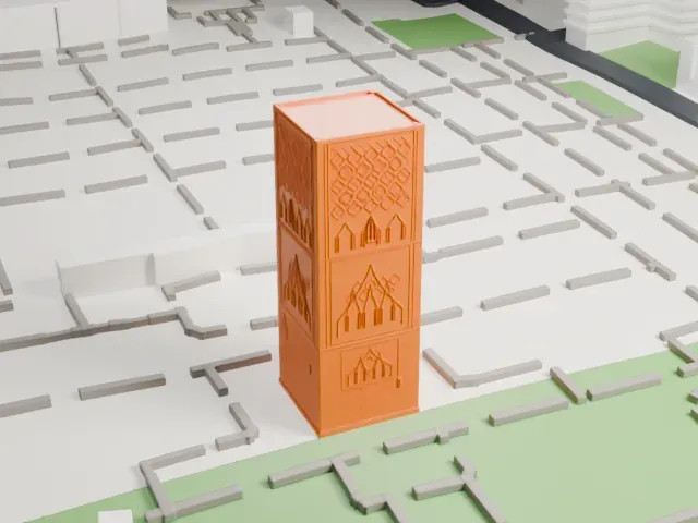 Hassan Tower model, North view