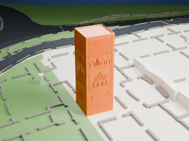 Hassan Tower model, West view