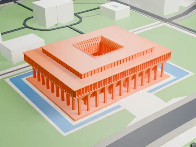 Hawaii State Capitol model, East view