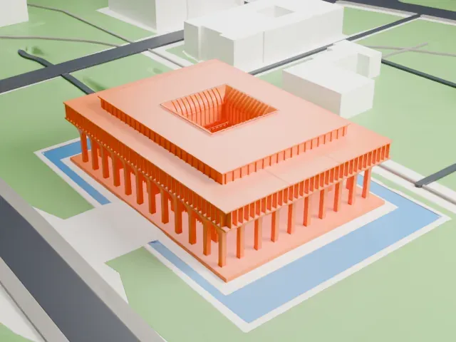 Hawaii State Capitol model, North view