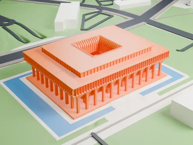 Hawaii State Capitol model, West view