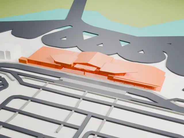 Hawke's Bay Airport Terminal model, East view