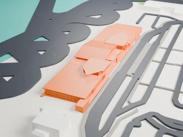 Hawke's Bay Airport Terminal model, South view
