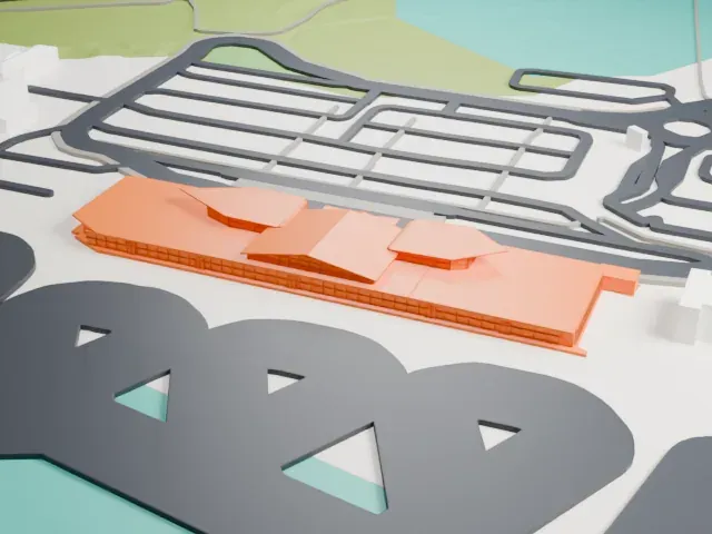 Hawke's Bay Airport Terminal model, West view