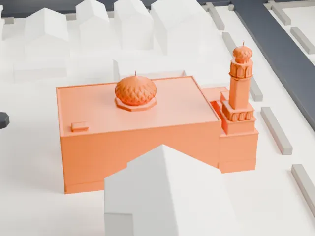 Hazrati Abu Bakr Siddique Mosque model, West view