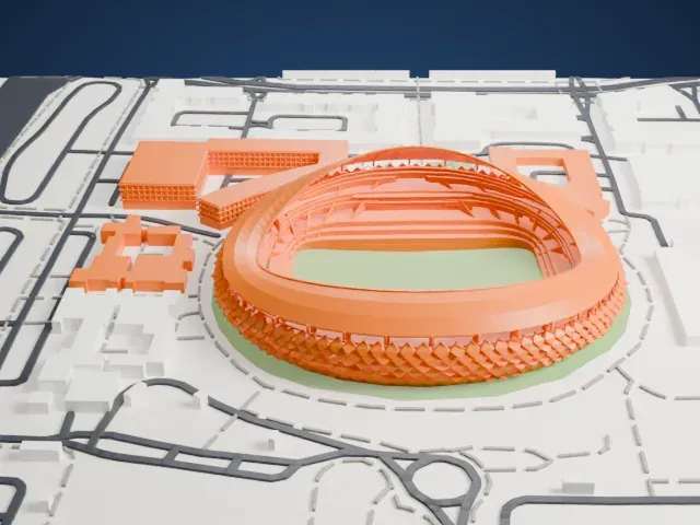 Hazza bin Zayed Stadium model, East view