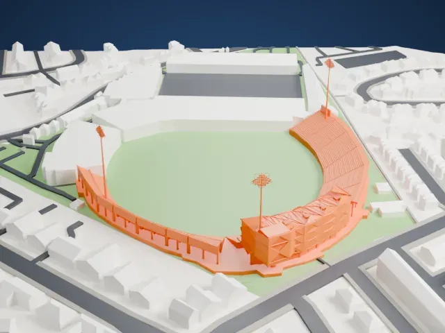 Headingley Cricket Ground model, North view
