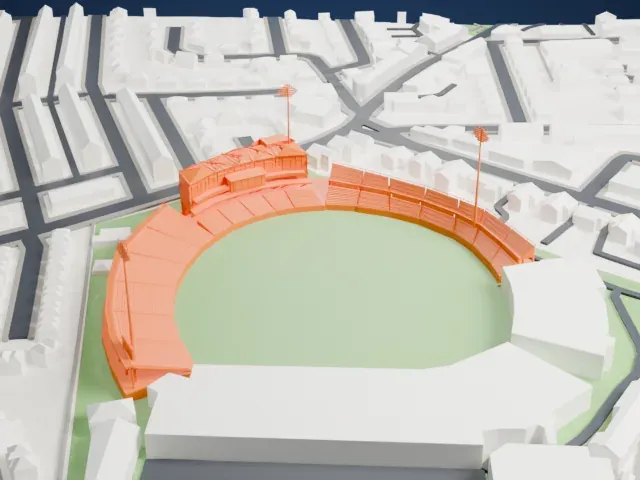 Headingley Cricket Ground model, South view
