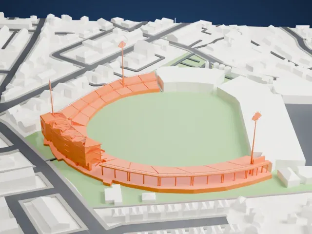 Headingley Cricket Ground model, West view