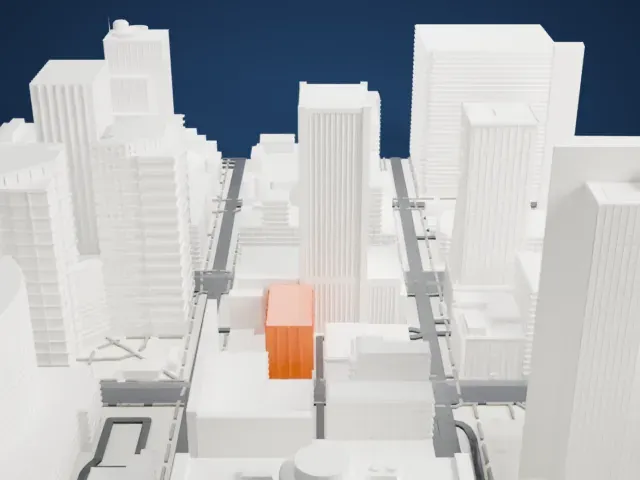Heard Building model, East view