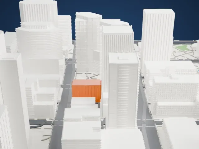 Heard Building model, North view