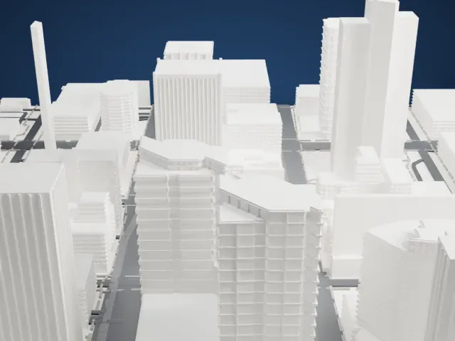 Heard Building model, South view