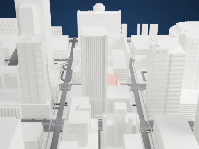 Heard Building model, West view