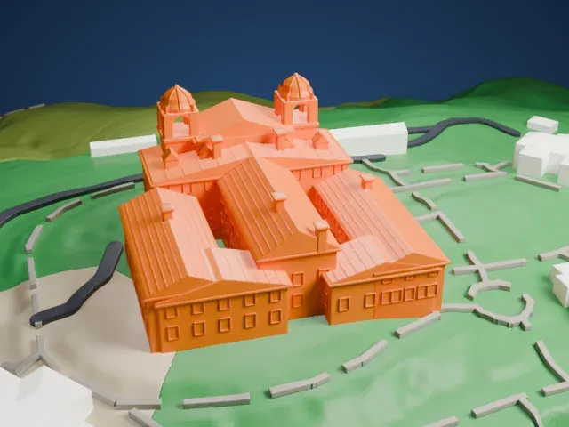 Hearst Castle model, North view