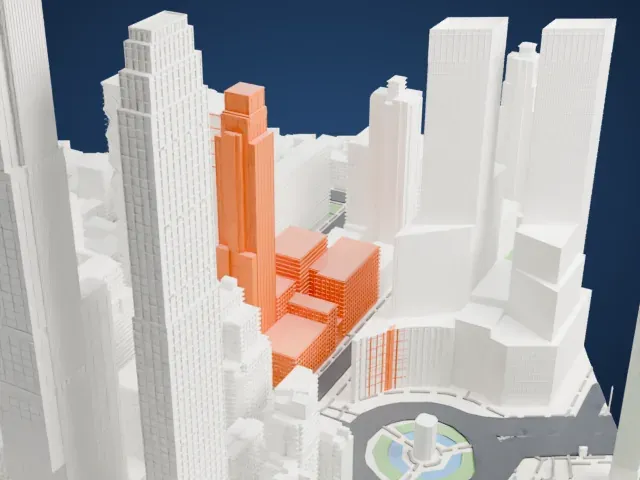 Hearst Tower model, East view