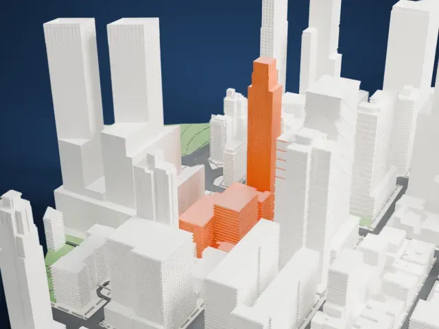 Hearst Tower model, West view