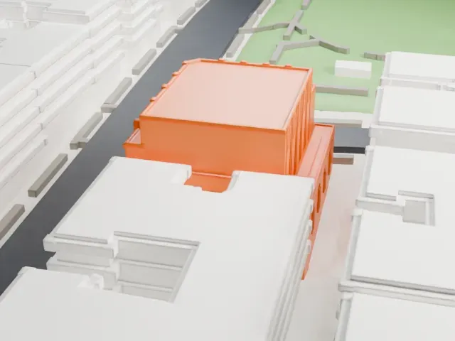 Hebrew Tabernacle of Washington Heights model, North view