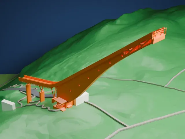 Heini-Klopfer-Skiflugschanze model, North view