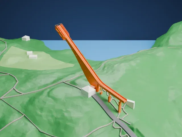 Heini-Klopfer-Skiflugschanze model, South view