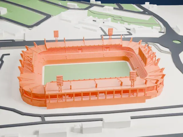 Helmántico Stadium model, East view