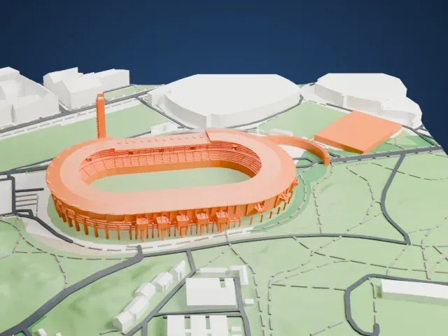 Helsinki Olympic Stadium model, East view