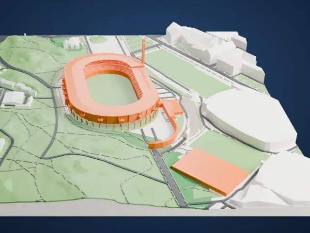 Helsinki Olympic Stadium model, North view