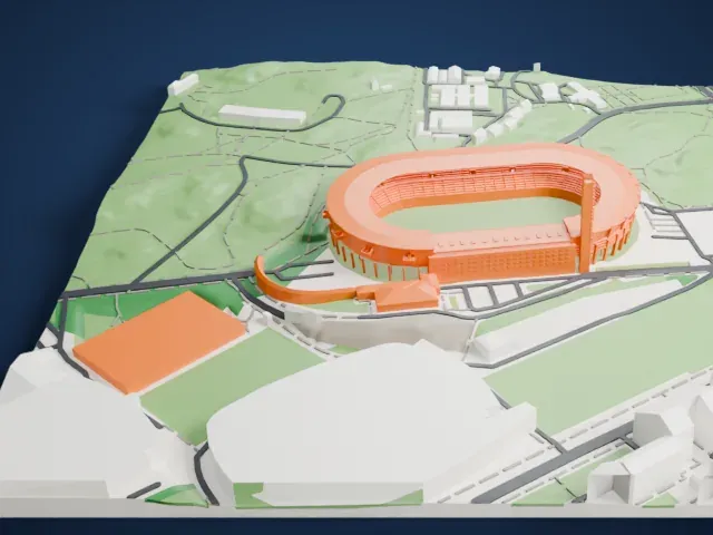 Helsinki Olympic Stadium model, West view