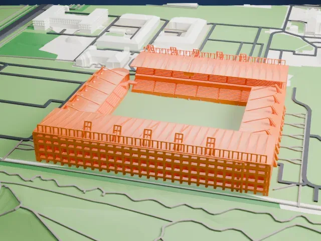 Henryk Reyman Municipal Stadium model, East view