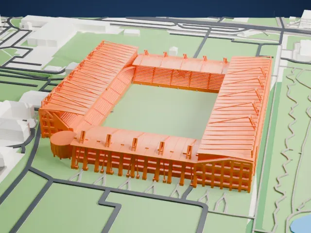 Henryk Reyman Municipal Stadium model, South view