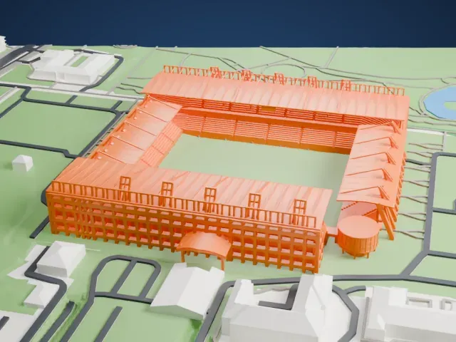 Henryk Reyman Municipal Stadium model, West view