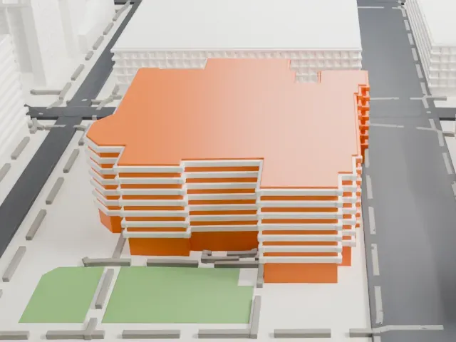 Herberger Theater Center model, East view