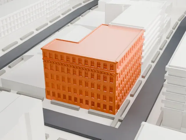 Hertlein and Schlatter Silk Trimmings Factory model, East view