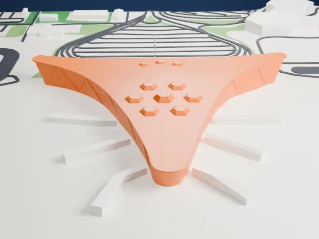 Heydar Aliyev International Airport Terminal 1 model, North view