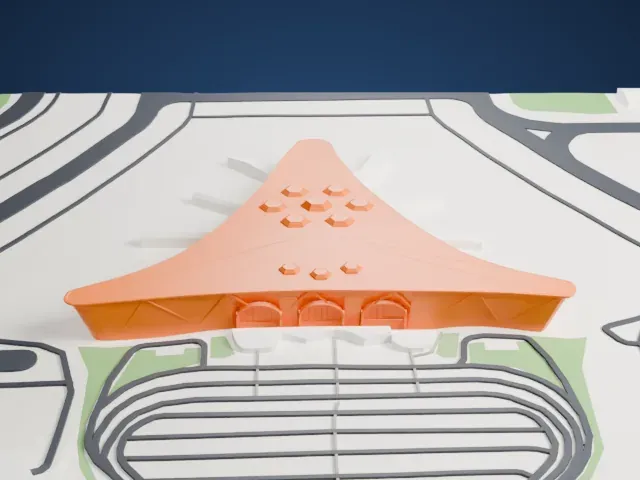 Heydar Aliyev International Airport Terminal 1 model, South view