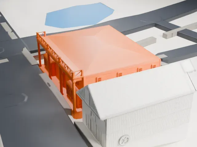 Hicks Lumber Company Store model, East view