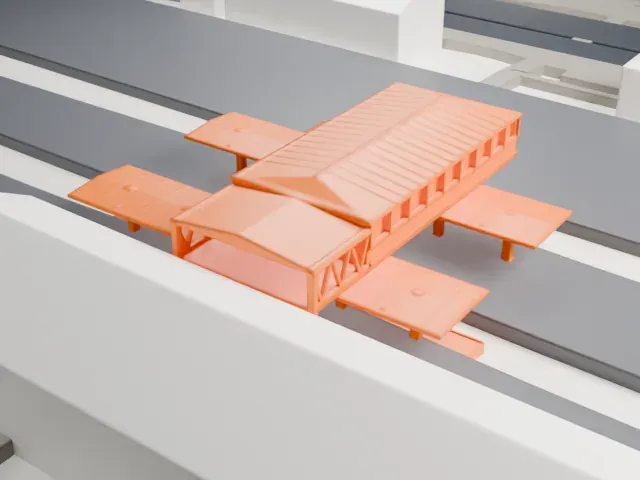 Higashi-Kanagawa Station model, East view