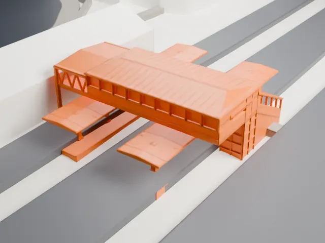 Higashi-Kanagawa Station model, North view