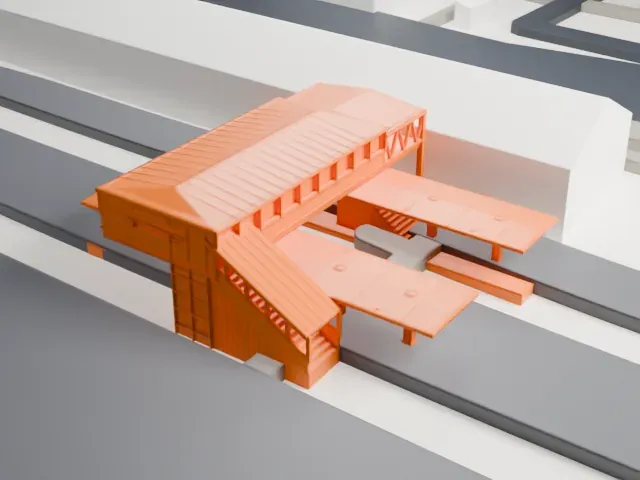 Higashi-Kanagawa Station model, West view