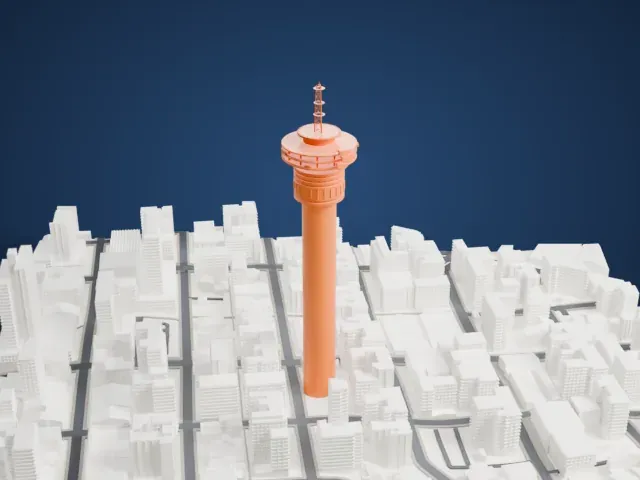 Hillbrow Tower model, East view