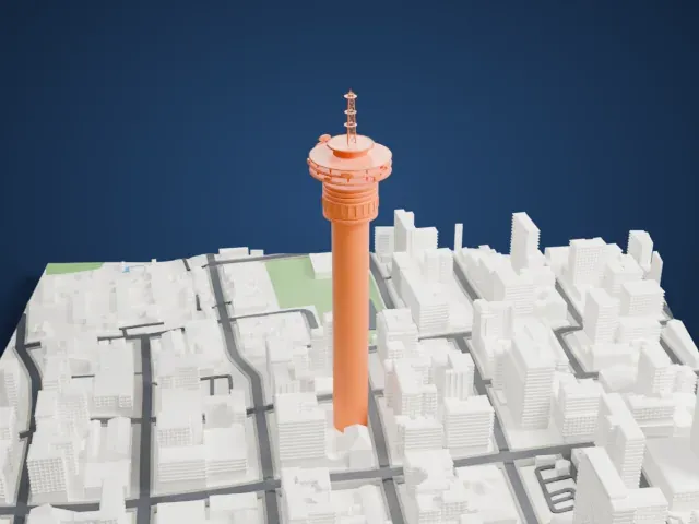Hillbrow Tower model, West view