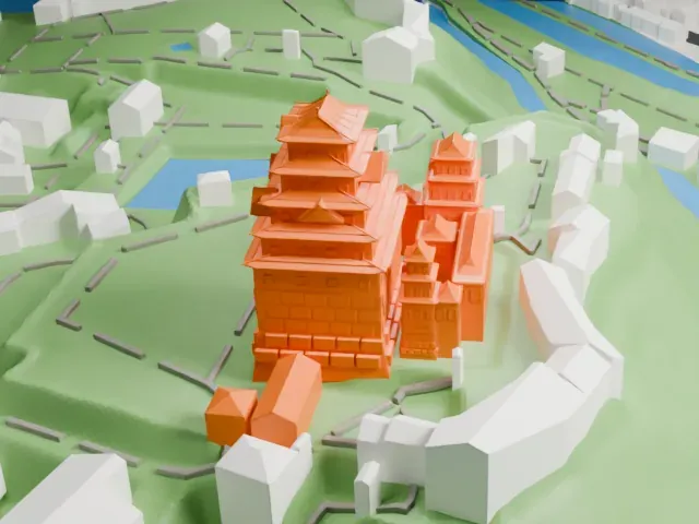 Himeji Castle model, East view