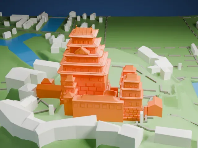 Himeji Castle model, North view