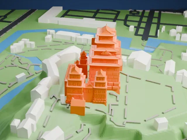 Himeji Castle model, West view
