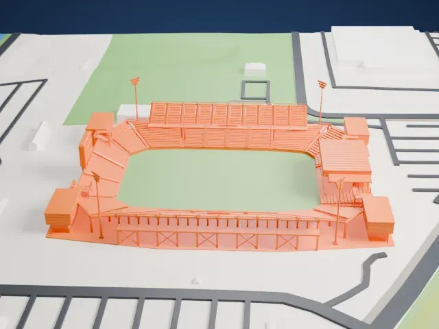 Historic Crew Stadium model, East view