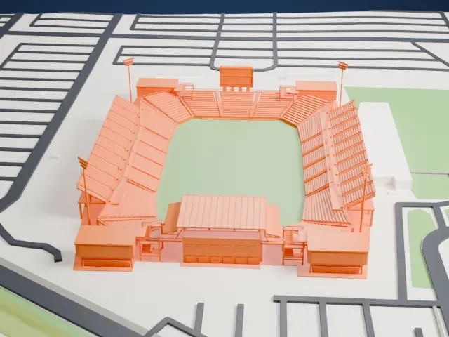 Historic Crew Stadium model, North view